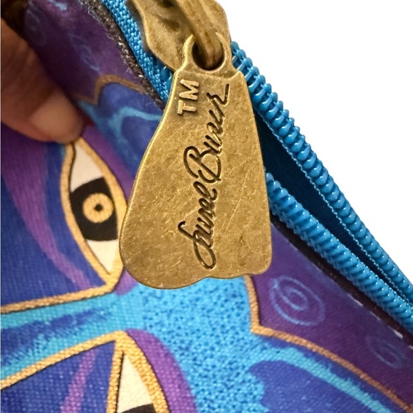 Laurel Burch Blue and Purple Cat Cosmetic Bag - Picture 4 of 4